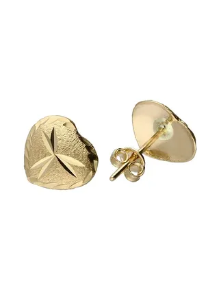 Gold Heart Shaped Stud Earrings 18KT - FKJERN18KU3044 