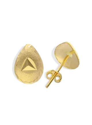 Gold Pear Shaped Stud Earrings 18KT - FKJERN18KU3054 