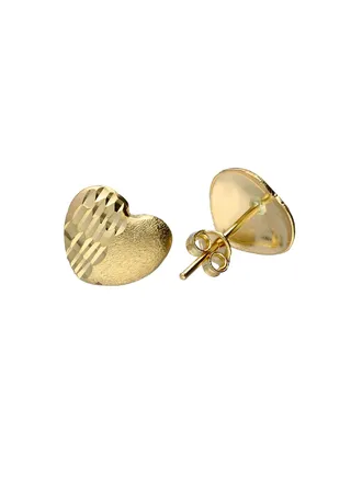 Gold Heart Shaped Stud Earrings 18KT - FKJERN18KU3041 