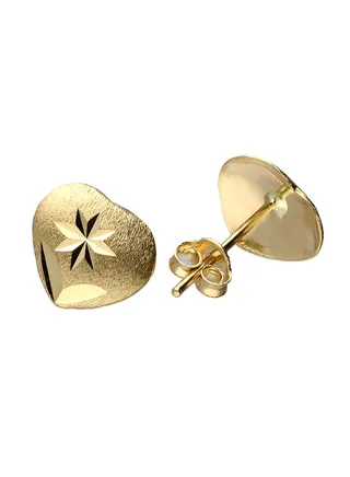 Gold Heart Shaped Stud Earrings 18KT - FKJERN18KU3043 
