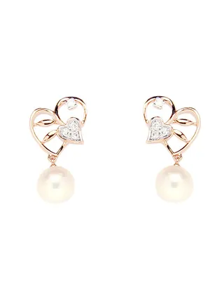 18K Gold Pearl Earring Set With Diamond 