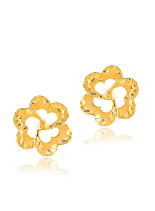 Flower-Shaped 18k Gold Earrings 