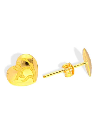 Gold Heart Shaped Stud Earrings 18KT - FKJERN18KU3008 