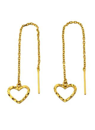 Open Hearts 22K Gold Threader Earrings 