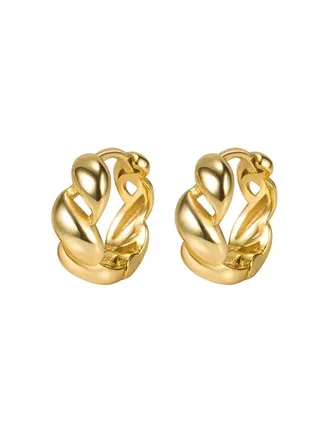 18K Gold Twisted Ring Earrings For Women 