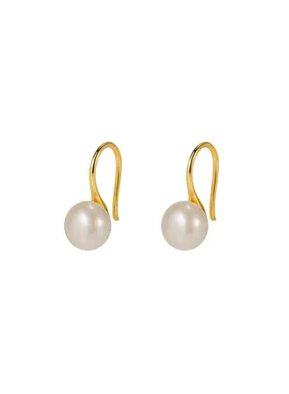 18K Gold High Heels Pearl Earrings for Women 