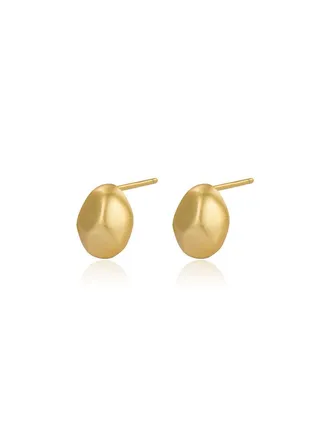 18K Gold Minimalist Irregular Earrings For Women 