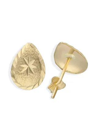 Gold Pear Shaped Stud Earrings 18KT - FKJERN18KU3053 