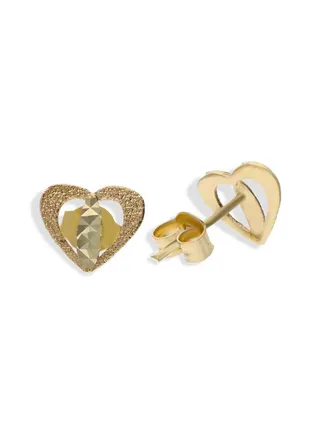 Gold Heart Stud Earrings 18KT - FKJERN18KU3067 