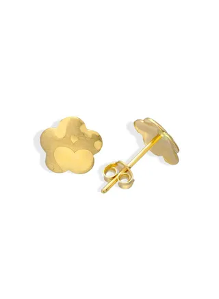 Gold Flower Shaped Stud Earrings 18KT - FKJERN18KU3051 