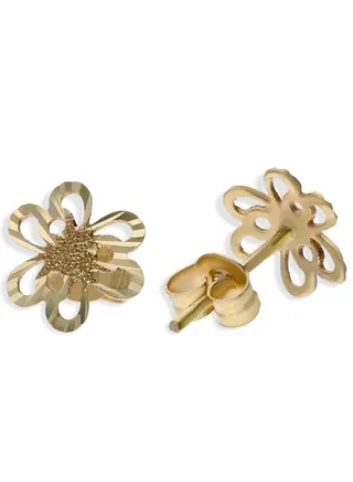 Gold Flower Stud Earrings 18KT - FKJERN18KU3068 