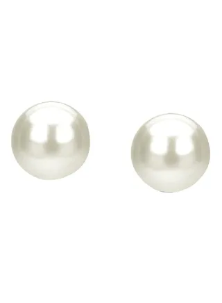 14K Solid Gold 10-10.5mm Huge White AAA Freshwater Pearl Stud Earrings 