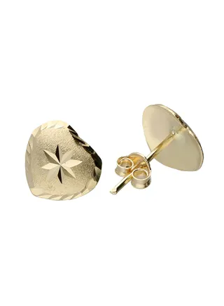 Gold Heart Shaped Stud Earrings 18KT - FKJERN18KU3040 