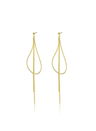 18K Gold Snake Bone Chain Tassel Earline For Women 