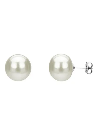 925 Sterling Silver 8mm White AAA Freshwater Pearl Earrings 