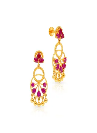 22 Carat 916 Purity Yellow Gemstone Earring PRGGEN321ER1Y for Women 
