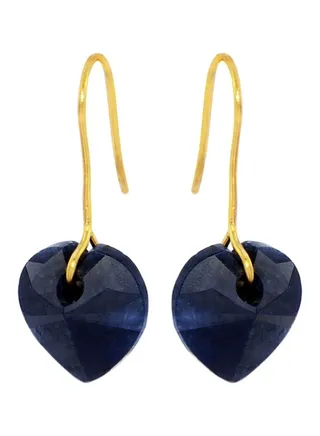 10 Karat Gold Sapphire Heart Earrings 