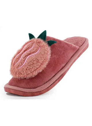 Lucky Kids Mens Womens Cozy Slip On Slippers With Velvet Rubber Non-Slip Sole And Cute With Fruity Plush Design For Little/Big Kid 