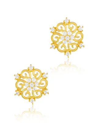 22kt Gold Flower-shaped Earrings for Teens 