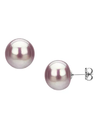925 Sterling Silver 8mm Purple AAA Freshwater Pearl Earrings 
