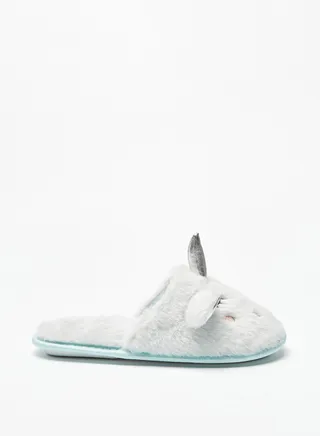 Girls Floral Bella Plush Unicorn Applique Detail Bedroom Mules By Shoexpress 