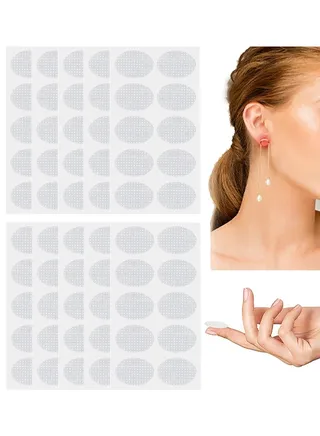 Clear Earring Support Patches, Earring Protectors Ear Lobe Support Patches, Earring Backs For Droopy Ears, Ear Care Products For Torn Or Stretched Ear Lobes, 100 Patches 