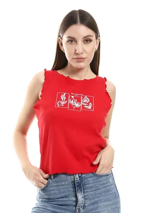 Red Cotton,Women's Cotton Crop Top, Comfortable & Stylish-red 