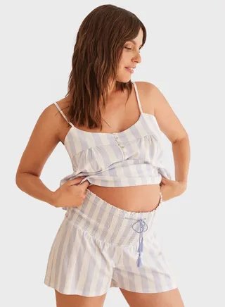 Strappy Cami Striped Night Gown 