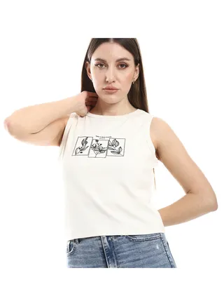 Red Cotton,Women's Cotton Crop Top, Comfortable & Stylish-Off white 
