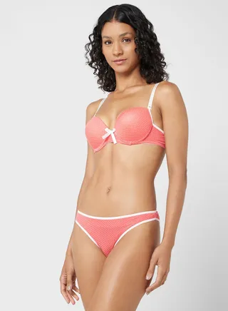 Contrast Trim Bra & Brief Set 