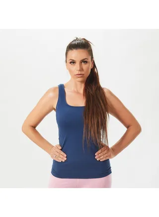 Mojo Women's Wide Strap Tank Top Comfortable Navy Blue 