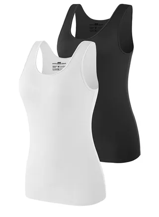Mesery Bundle Of (2) Cotton Stretch Plain Tank Tops 