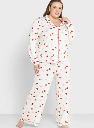 Heart Print Shirt & Pyjama Set 