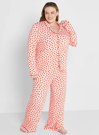 Heart Print Shirt & Pyjama Set 
