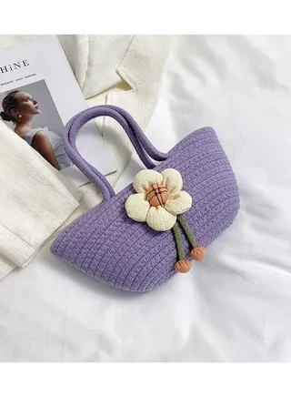 New Handmade Woven Bag Flower Bag 