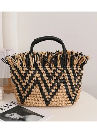 New Woven Handbag Women's Large Capacity Beach Handbag 