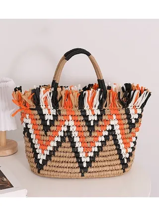 New Woven Handbag Women's Large Capacity Beach Handbag 