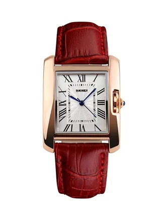 Women's Water Resistant Leather Analog Watch 1085 - 30 mm - Red 