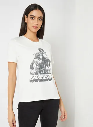 Graphic Print T-Shirt Cloud Dancer 