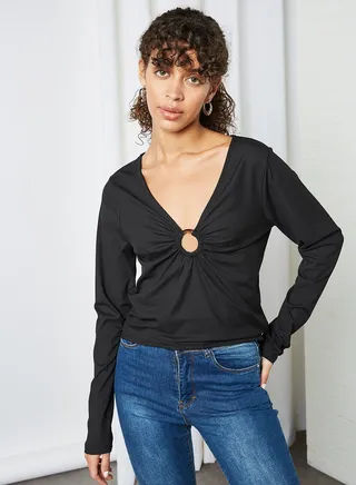 Tortoise Shell Ring Top Black 