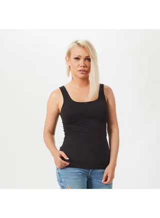 Mojo Women's Wide Strap Tank Top Comfortable Black 