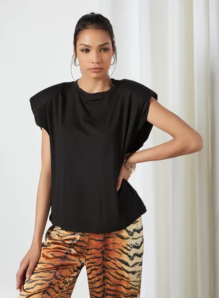 Shoulder Pad Muscle T-Shirt Washed Black 