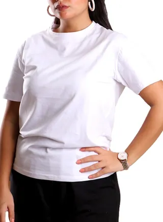 Click White Cotton Basic T-Shirt Tee Crew Neck Short Sleeve Size XXL For Womens 