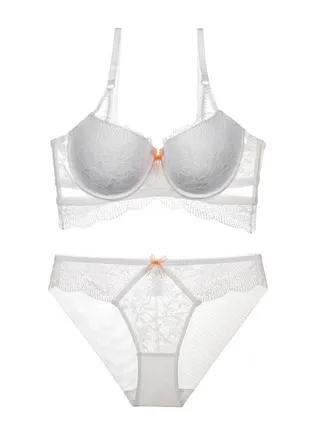New Vine Jacquard Half Cup Lace Bra Small Chest Gathering Anti Drop Bra Set 