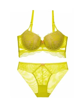 New Vine Jacquard Half Cup Lace Bra Small Chest Gathering Anti Drop Bra Set 