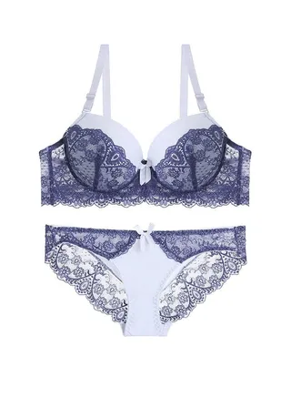 New Vine Jacquard Half Cup Lace Bra Small Chest Gathering Anti Drop Bra Set 