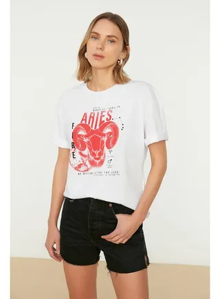 T-Shirt - White - Loose Fit 