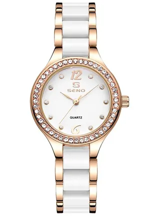 Women's  Round Quartz Wrist Watch - 28 mm - Rose Gold And White 