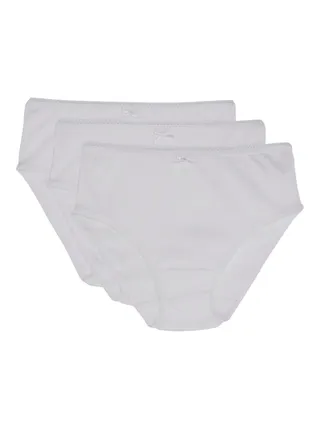 3 Piece Thin Striped Cotton Briefs White 