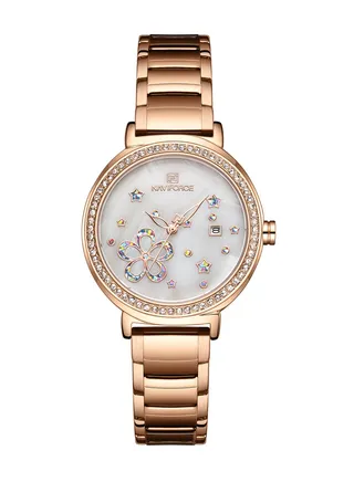 Women's Stainless Steel Analog Wrist Watch NF5016 RG/W 